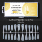 Tipsuri Gel Stiletto Long Milky White 240 buc
