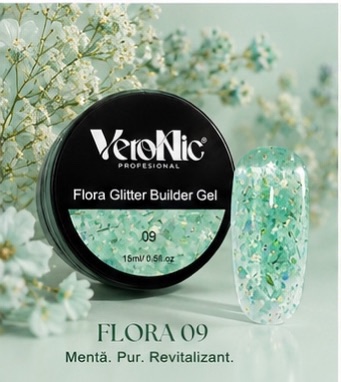 Flora Glitter Builder Gel VeroNic Nr 09-15 ml