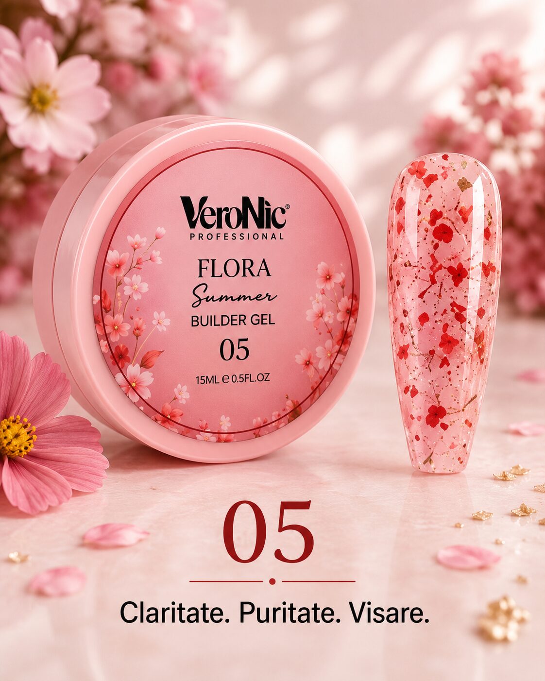 0769a801-df15-46e2-93b7-a32fea11740e Flora Summer Builder Gel VeroNic nr 05-15 ml - imagine 1
