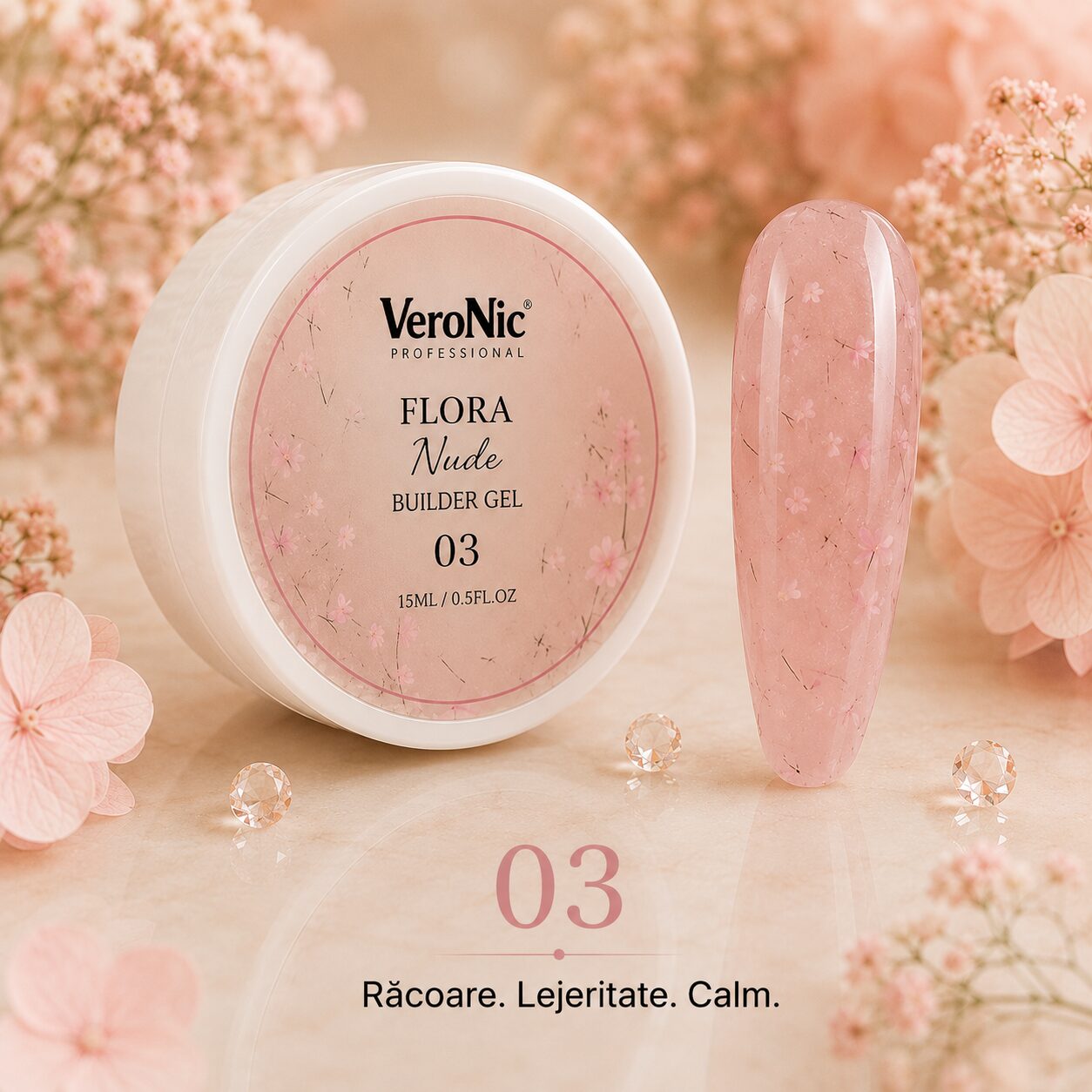 3d420490-3bd7-45c7-bcbf-bf022b94cbe0 Flora Nude Builder Gel VeroNic nr 03-15 ml - imagine 1