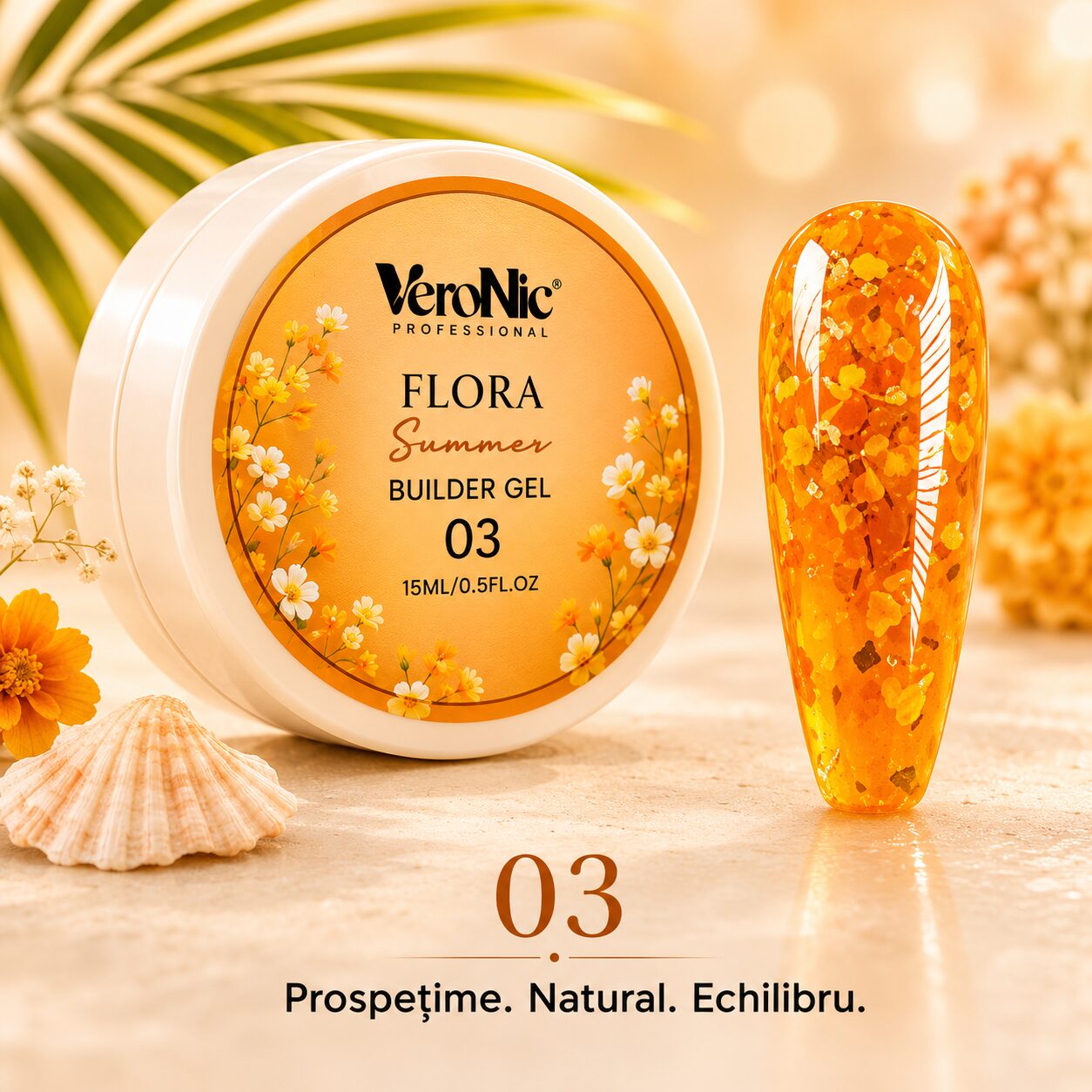 68b93cc7-45b2-40d7-9885-ea54d6a6954e Flora Summer Builder Gel VeroNic nr 03-15 ml - imagine 1