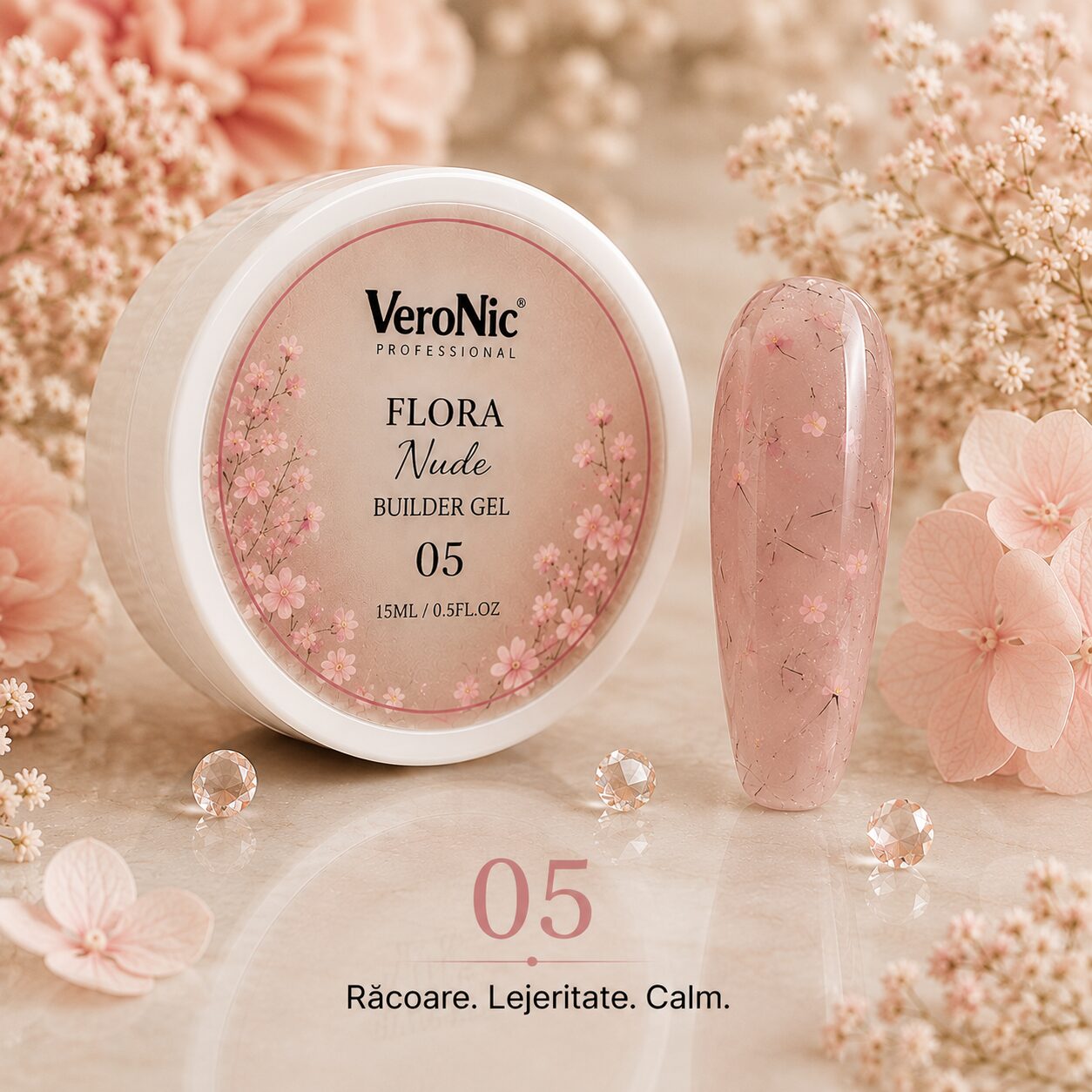 6fac951a-7115-4646-8763-e02170fafe33 Flora Nude Builder Gel VeroNic nr 05-15 ml - imagine 1