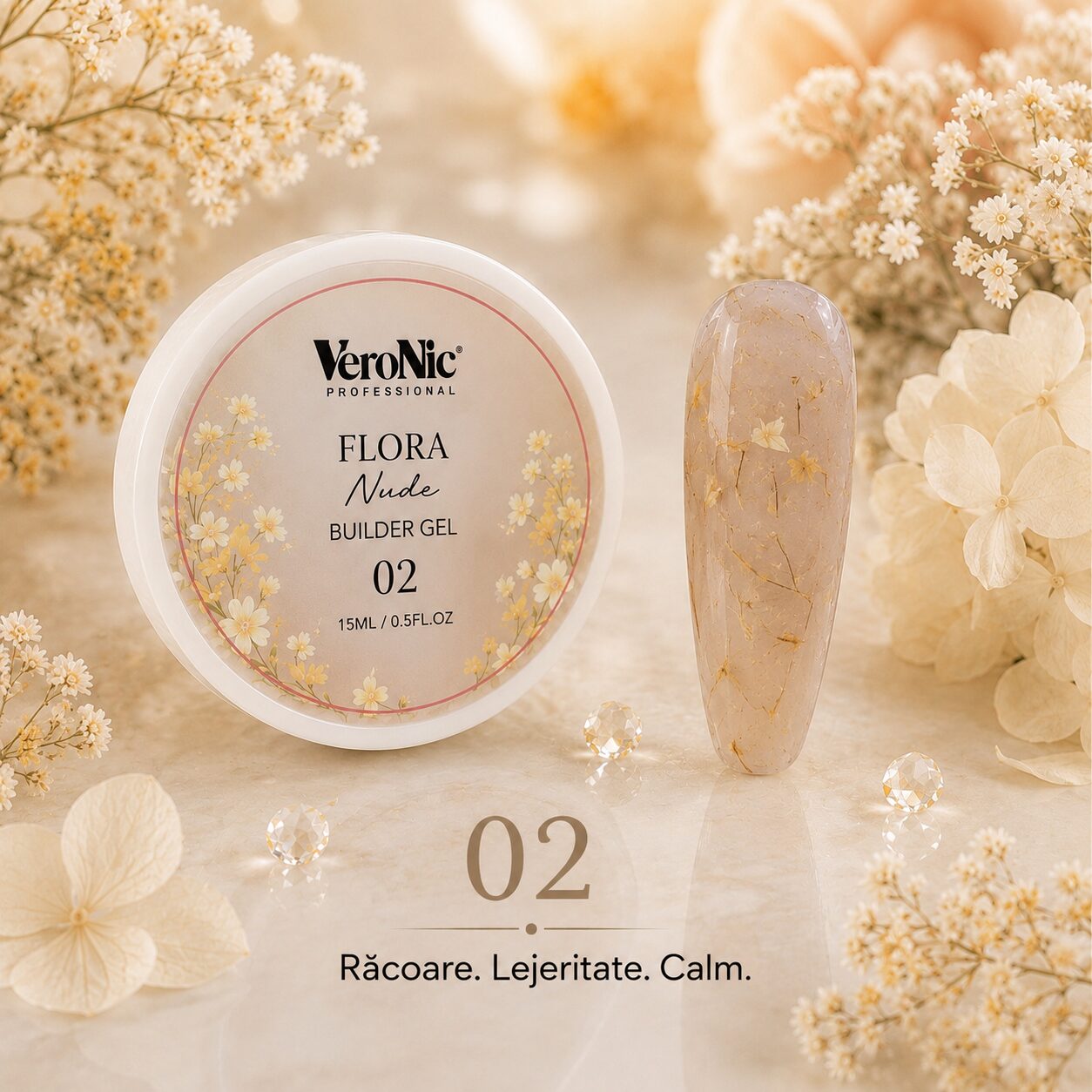 a109deb0-fa6e-4be7-a36a-41ebc9d62882 Flora Nude Builder Gel VeroNic nr 02-15 ml - imagine 1