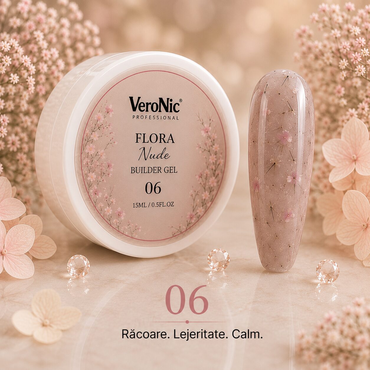 c5f5d246-e192-4ebb-b7cd-88b4b7b03fe8 Flora Nude Builder Gel VeroNic nr 06-15 ml - imagine 1