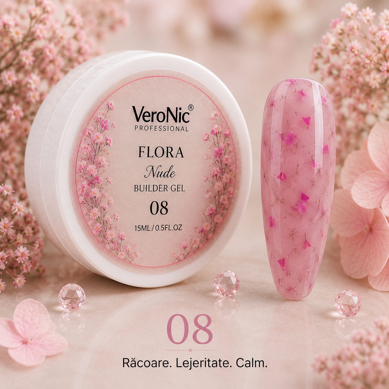 df48558c-de1b-4412-977a-09061ff8849b Flora Nude Builder Gel VeroNic nr 08-15 ml - imagine 1