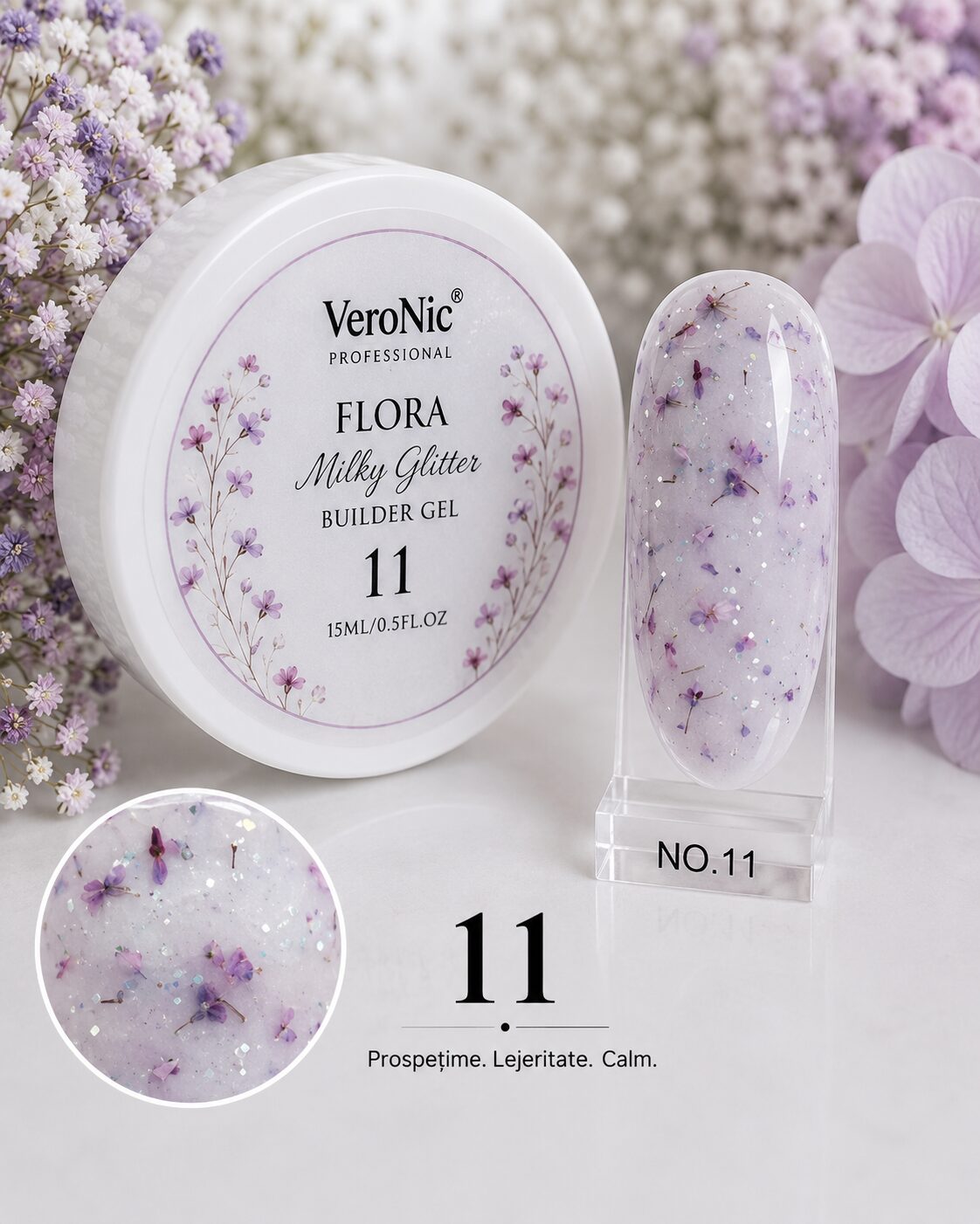 e8892601-aa13-43c0-83a3-f7d18f8a9aa0 Flora Milky Glitter VeroNic nr 11- 15 ml - imagine 1