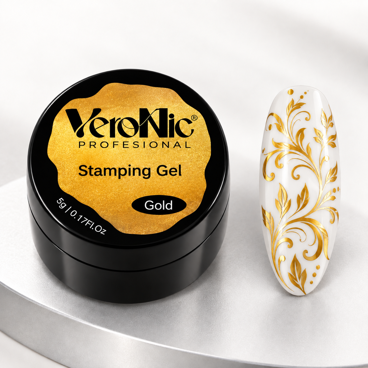 558b4cb2-5573-44df-9d5b-9d37db9b7601-2 Stamping Gel VeroNic Gold 5ml - imagine 1