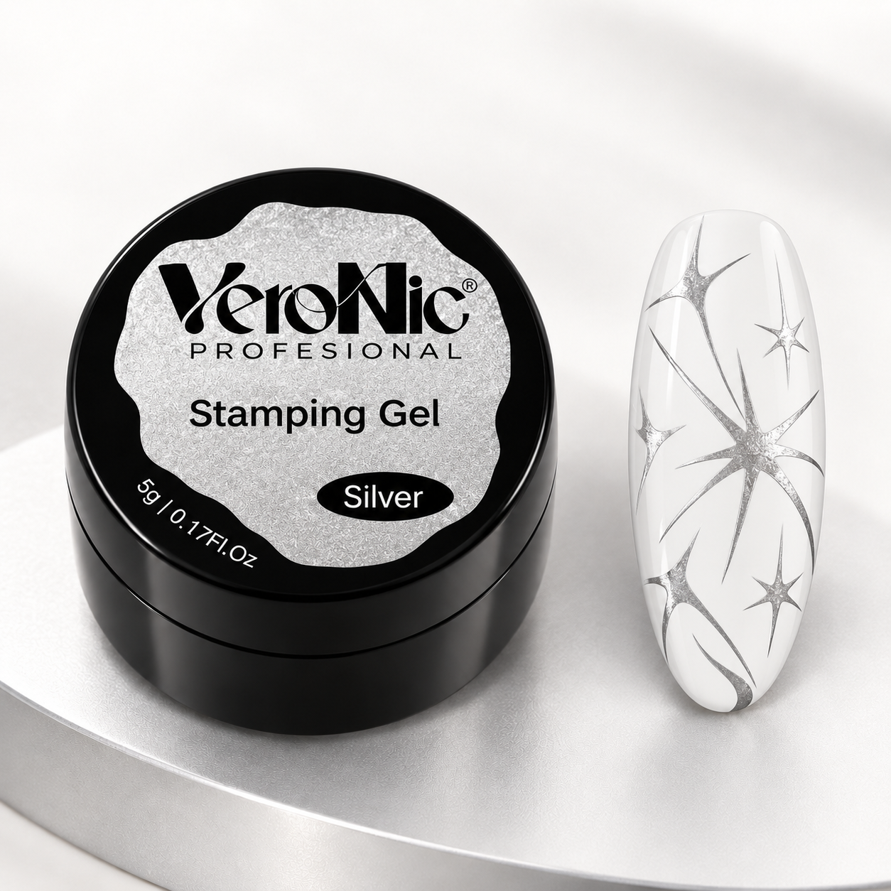 fb2a0e14-ab3a-4424-961d-f871948ec445 Stamping Gel VeroNic Silver 5ml - imagine 1